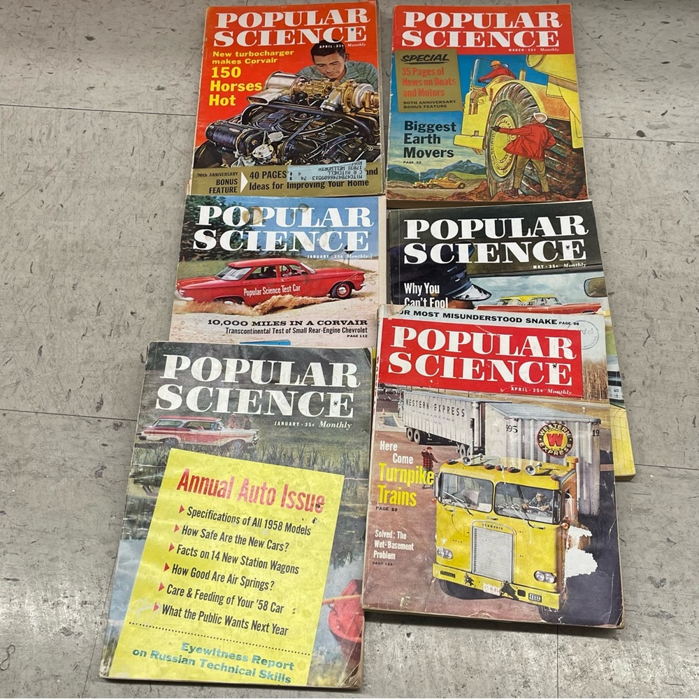 Popular Science Magazine Lot Of 6 1958 1959 1960 1962 Vintage Cars Trains
